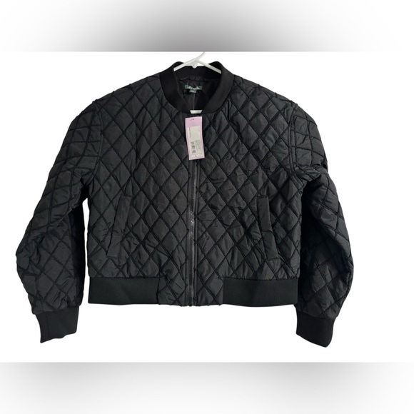 Wild Fable Women's Quilted Bomber Full Zip Black Jacket Size Large - Picture 2 of 7